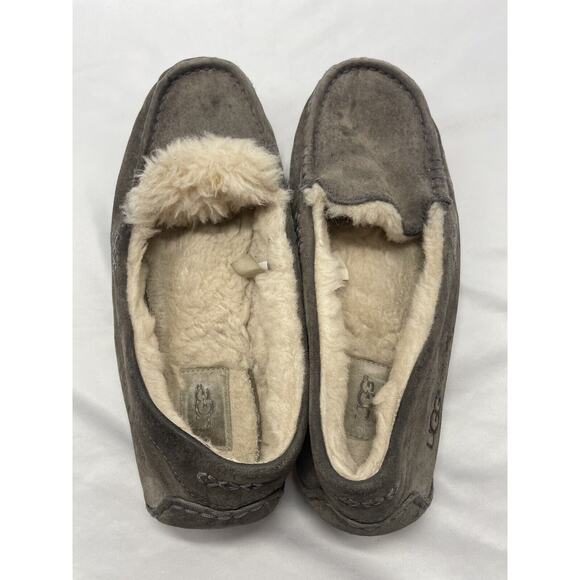 UGG Ansley Taupe Suede Sheepskin Lined Moc Toe Slippers Women’s Size 10 - Picture 9 of 10